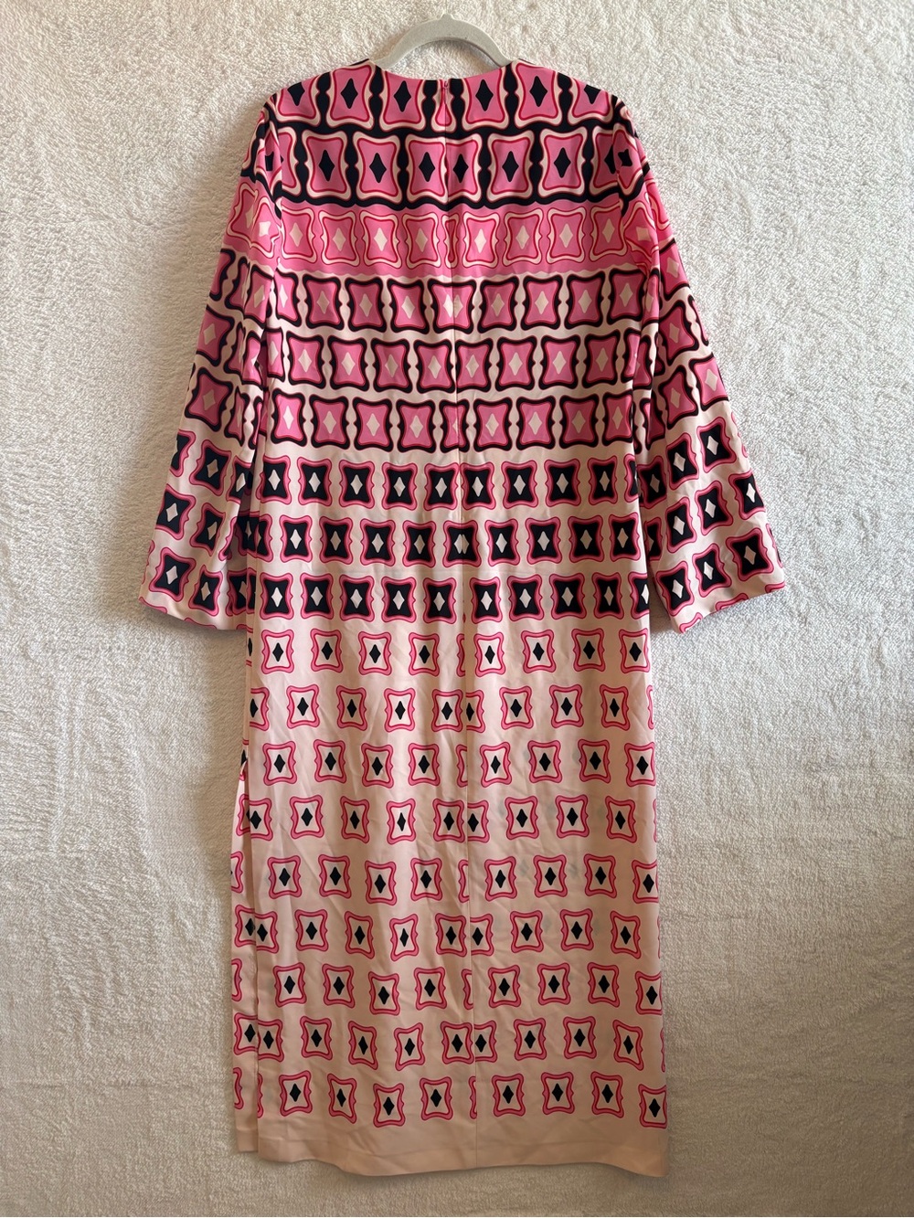 Zara Retro Geometric Print Tunic Midi Dress Pink Black Size Large NWT - Picture 5 of 10